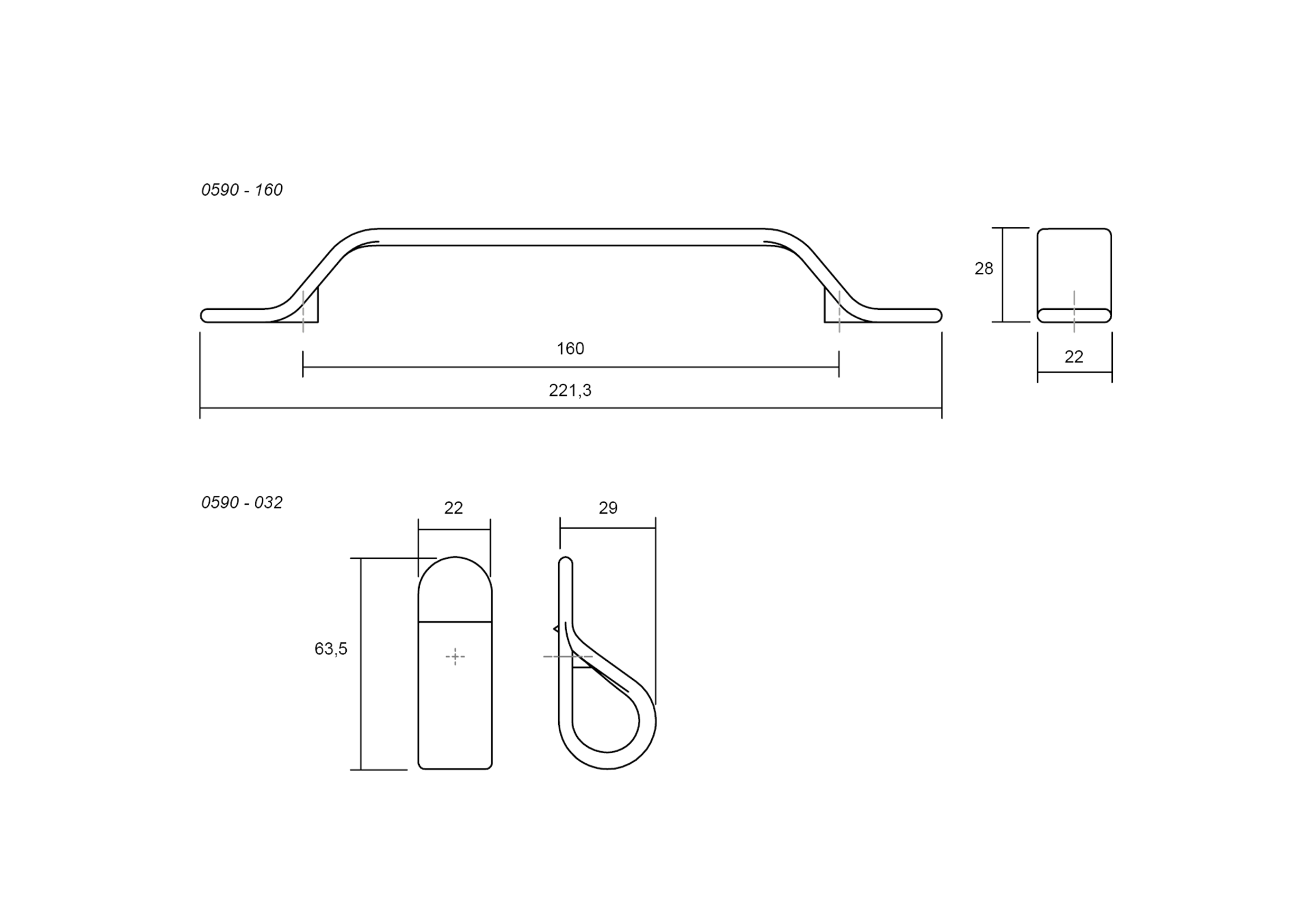 Zamak handle BELT 0590 | Viefe