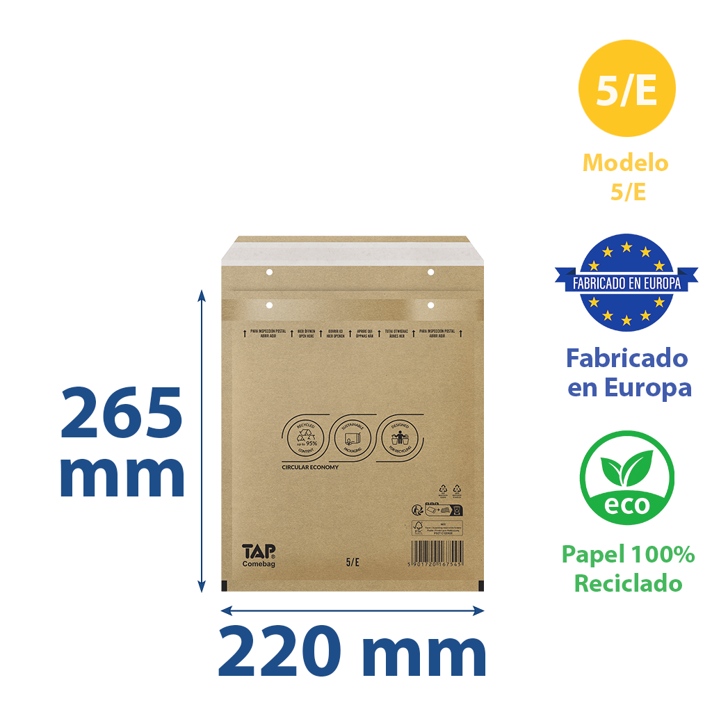 Caja 100 Sobres Acolchados Burbuja 220x265mm 15/e Marrones Gpack Kraft