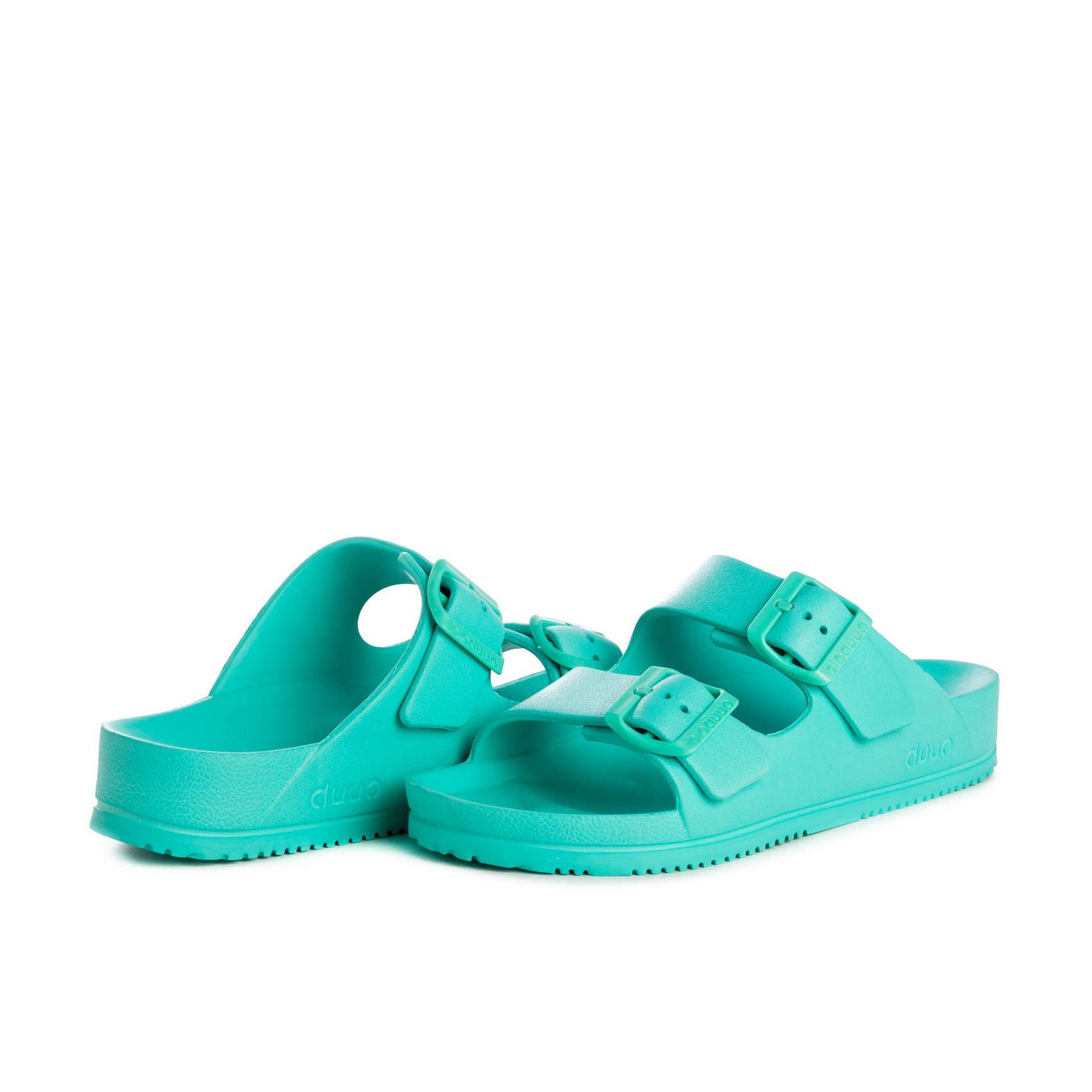 Flat sandal block color in turquoise