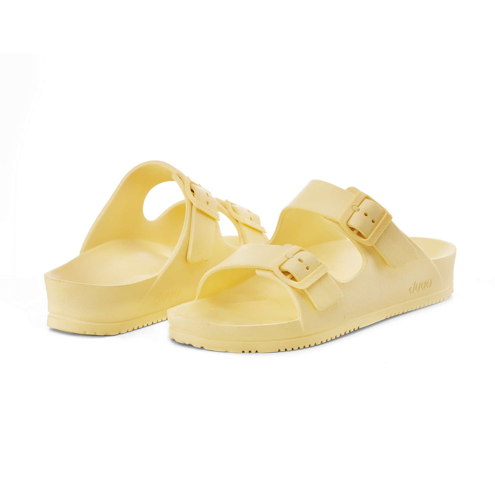 Flat sandal block color in yellow