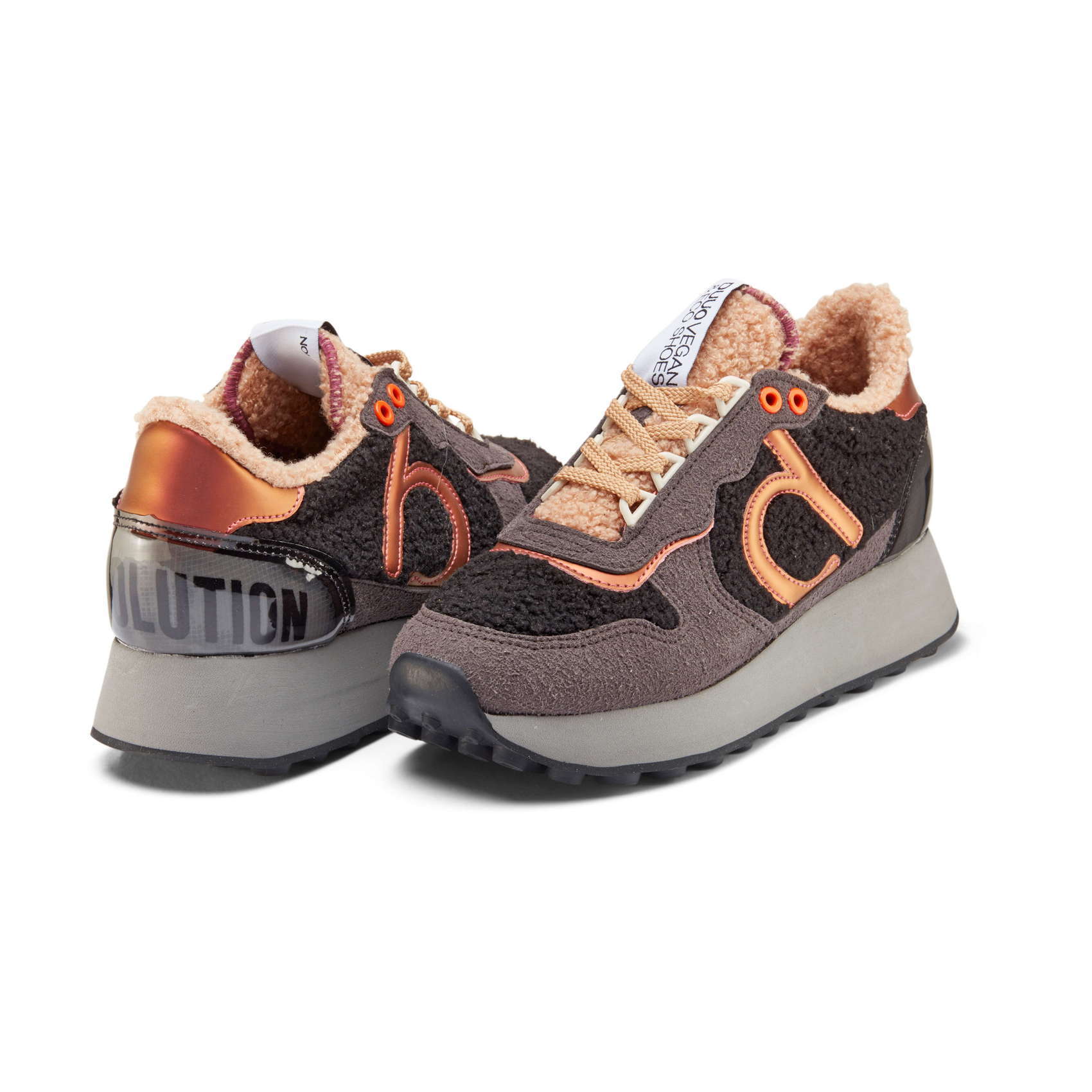 Scarpe da corsa retrò DUUO CALMA HI marrone e rosso metallizzato