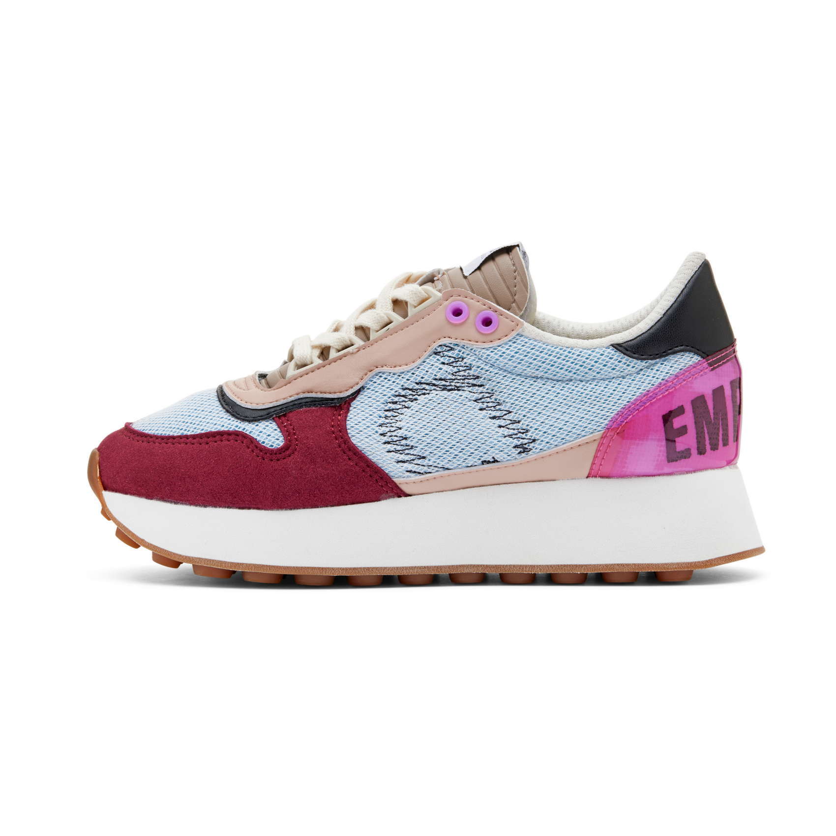 Zapatillas retro running DUUO CALMA HI azul, rojo y rosa