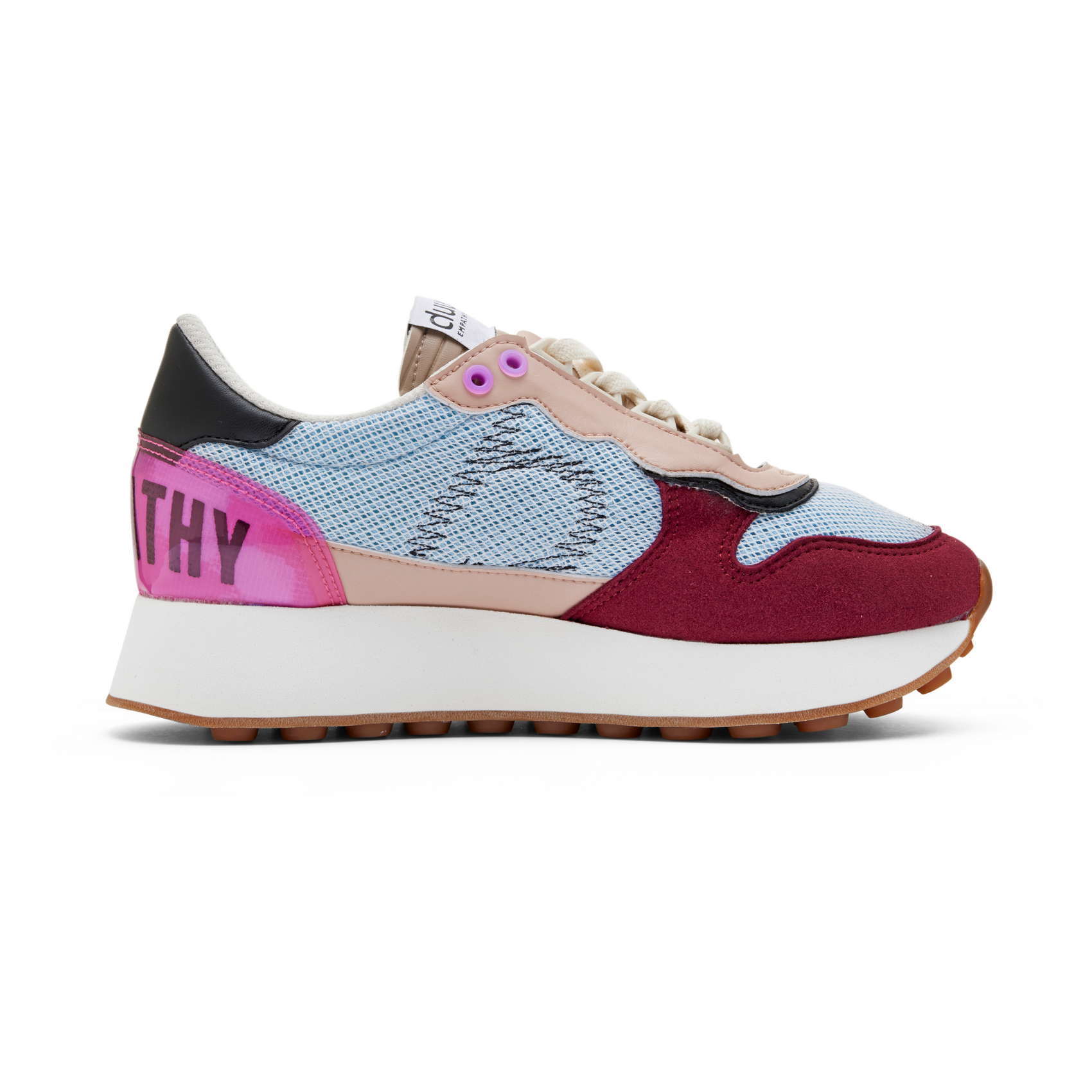 Zapatillas retro running DUUO CALMA HI azul, rojo y rosa