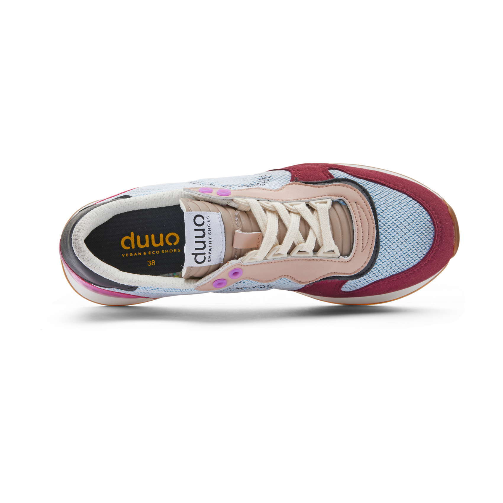 Zapatillas retro running DUUO CALMA HI azul, rojo y rosa