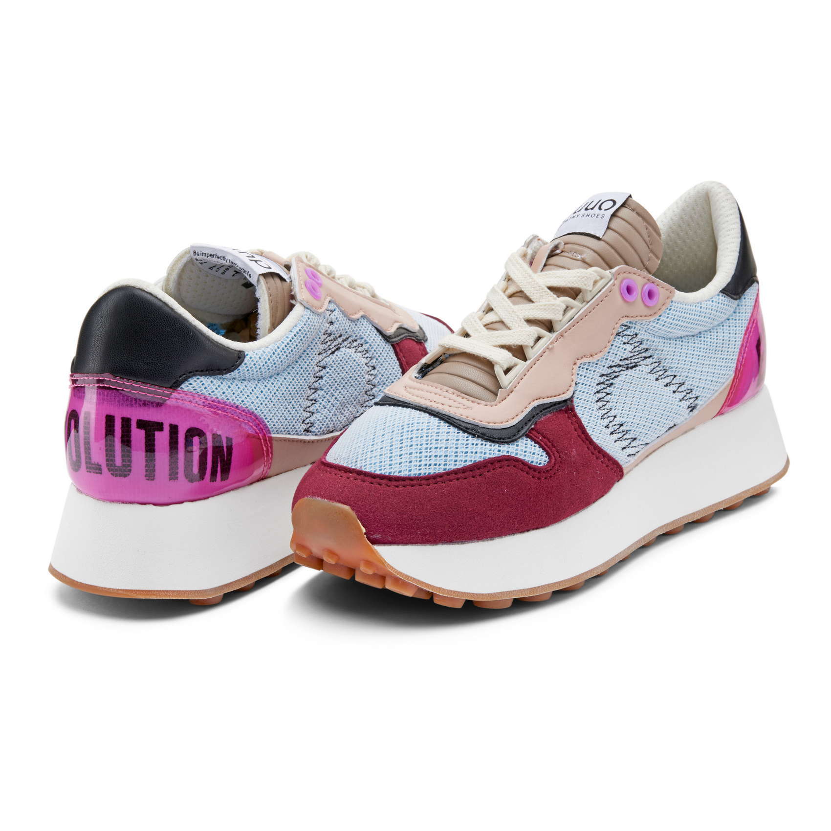 Zapatillas retro running DUUO CALMA HI azul, rojo y rosa