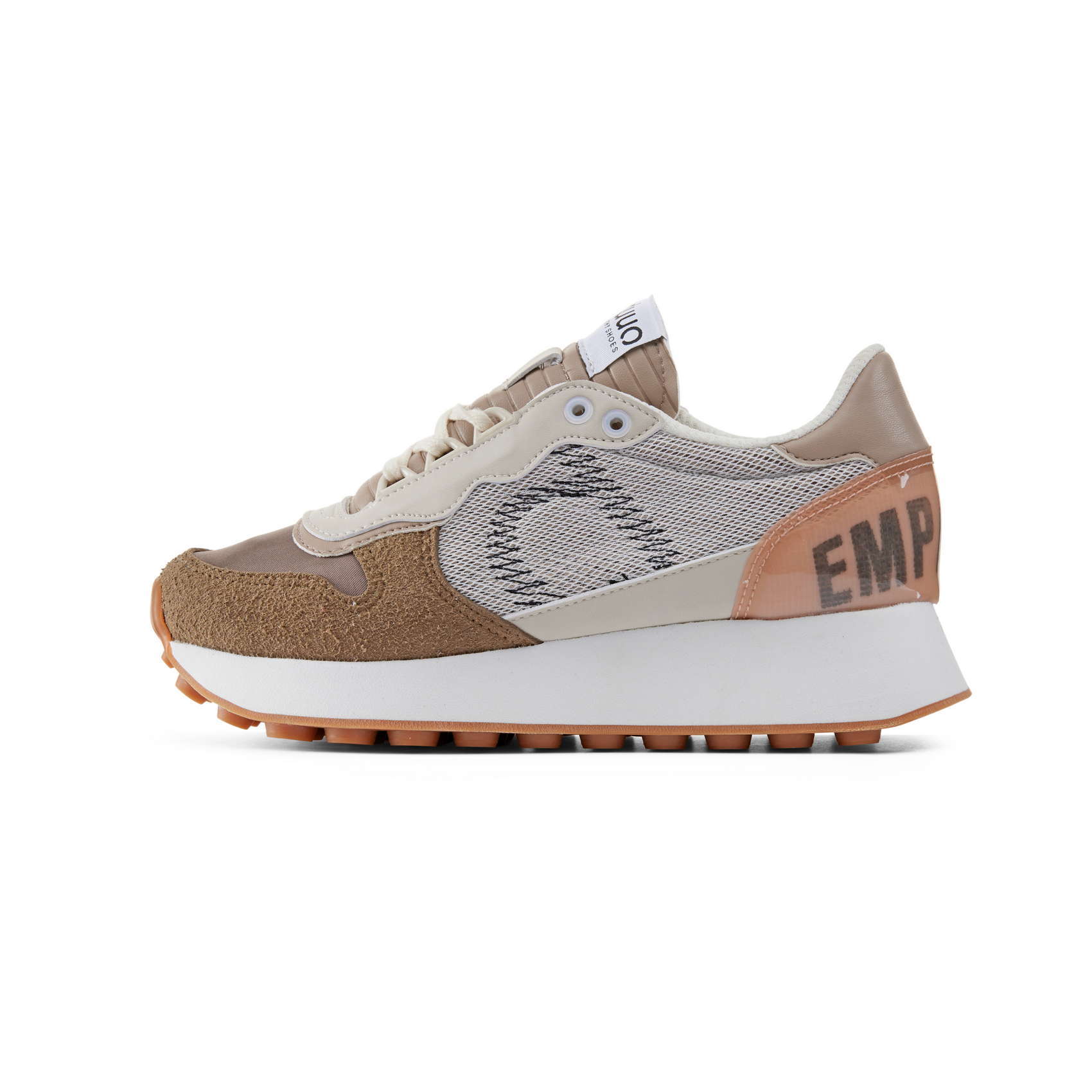 DUUO CALMA HI brown and white retro running shoes