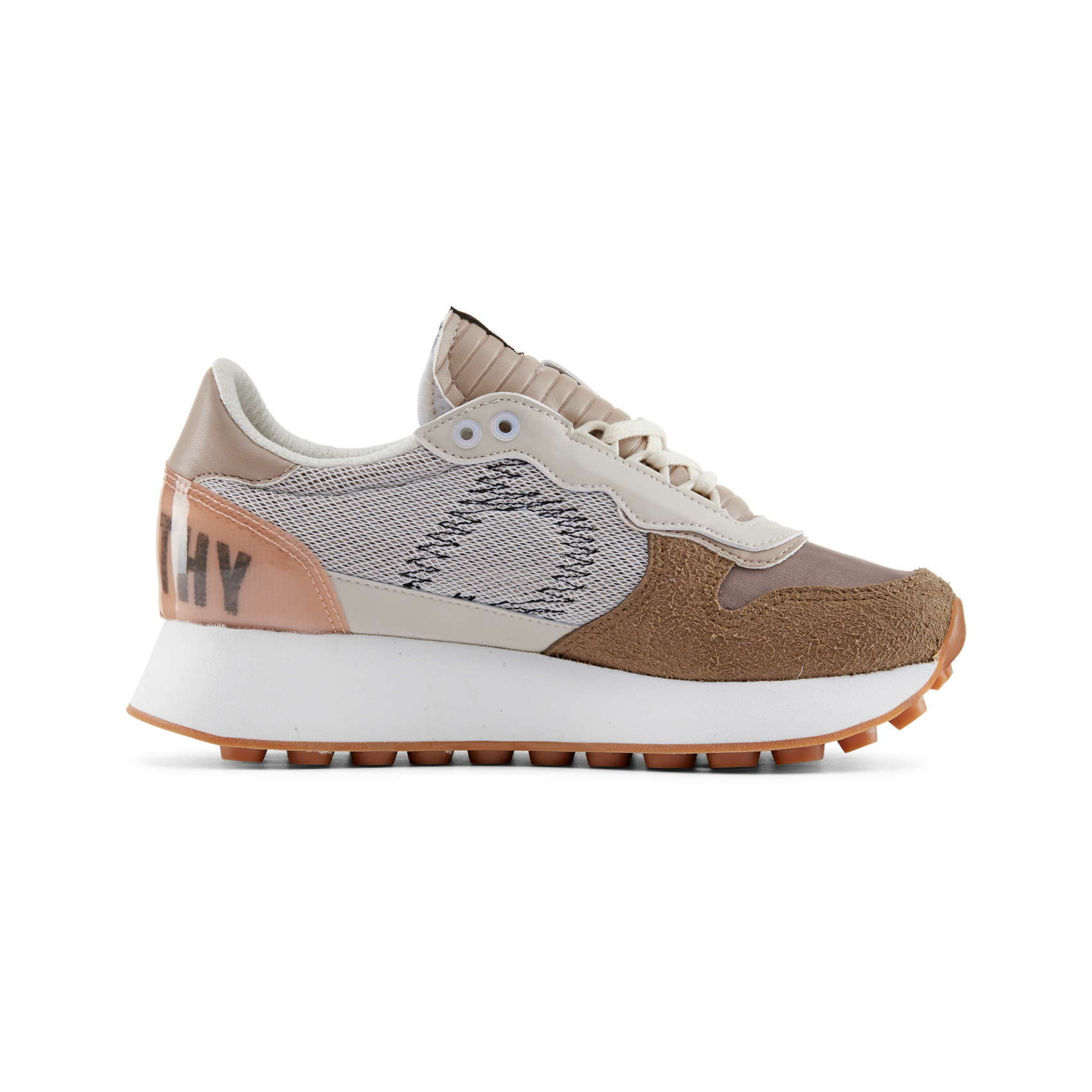 DUUO CALMA HI brown and white retro running shoes