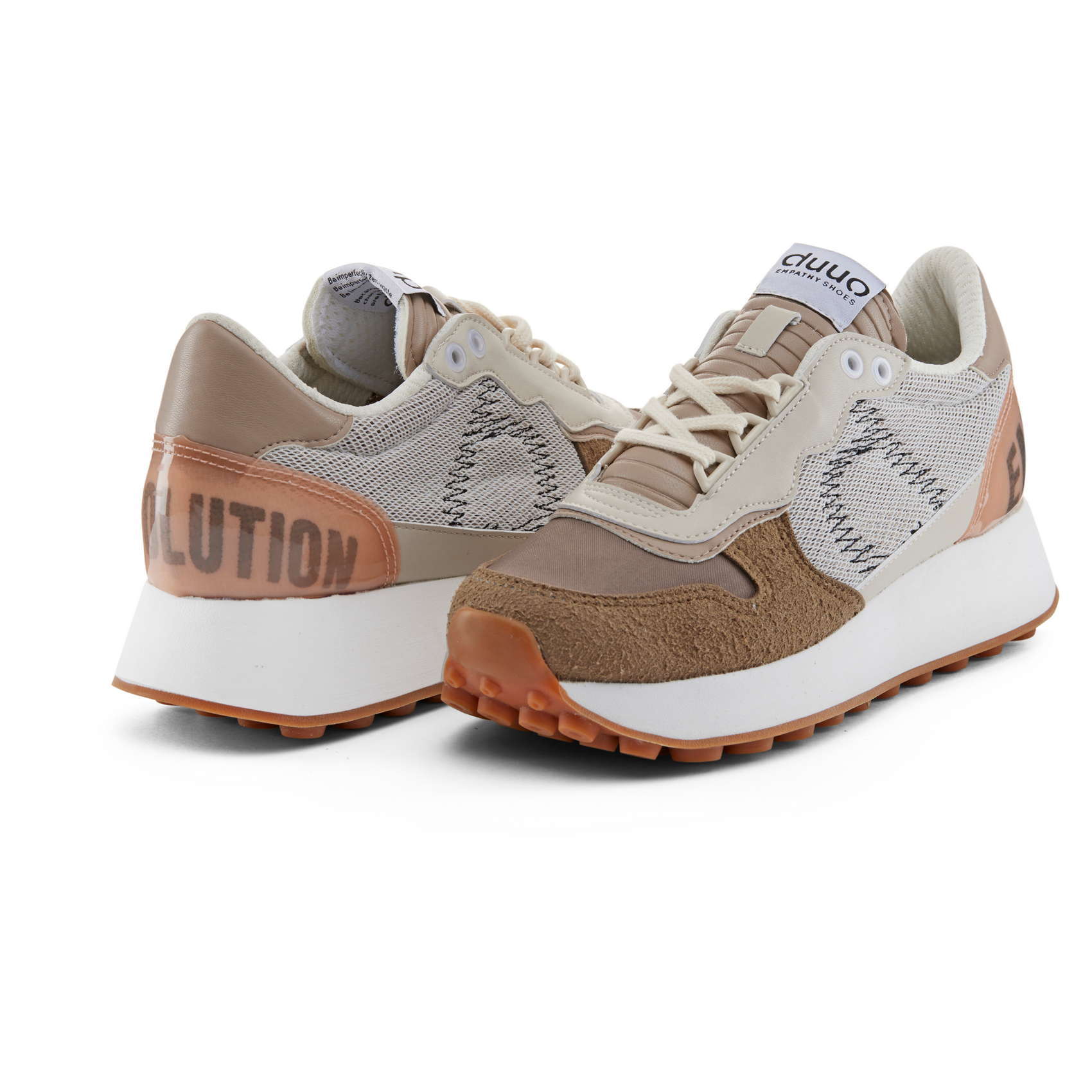 DUUO CALMA HI brown and white retro running shoes