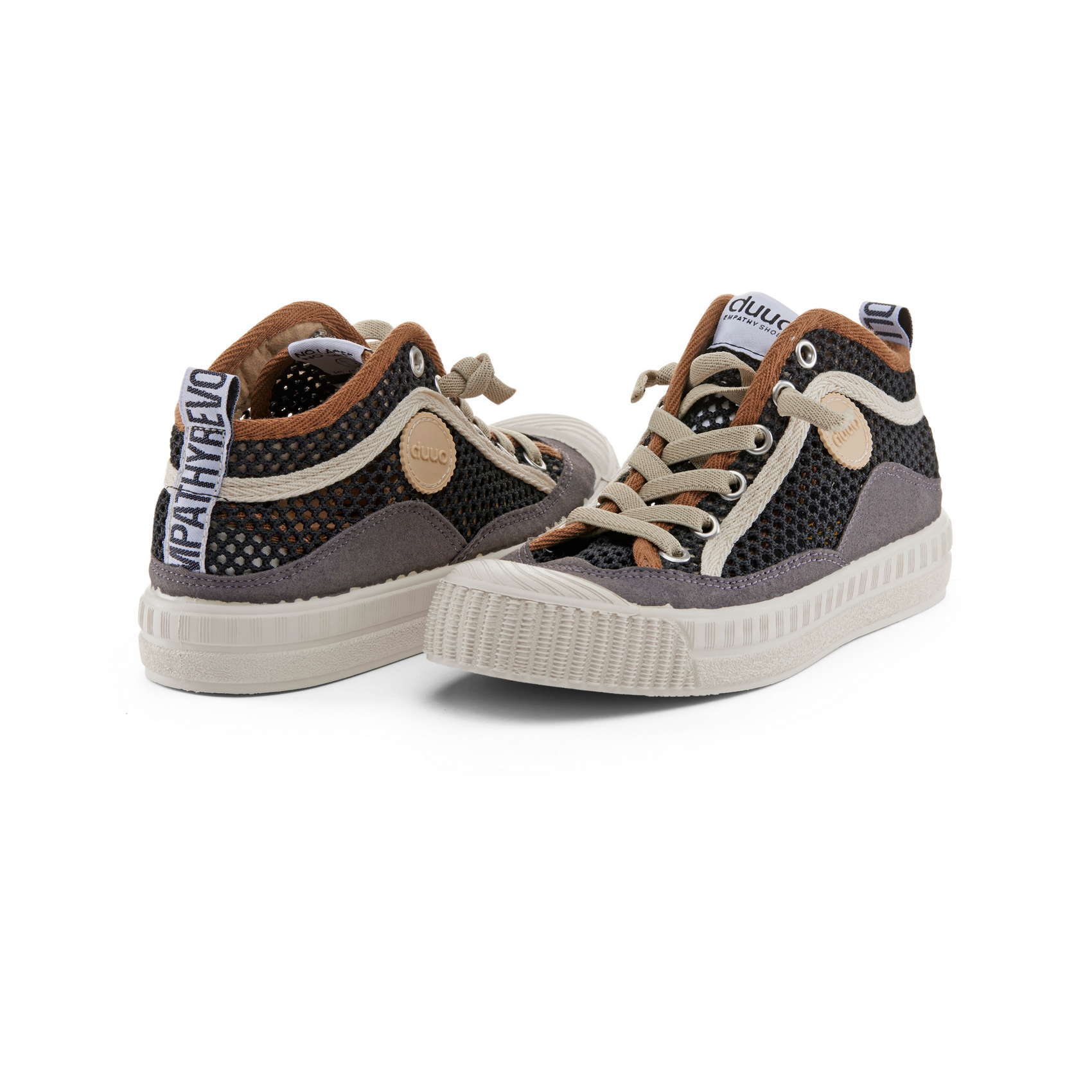 High-top vegan mesh children's sneakers DUUO COL KID COVER brown