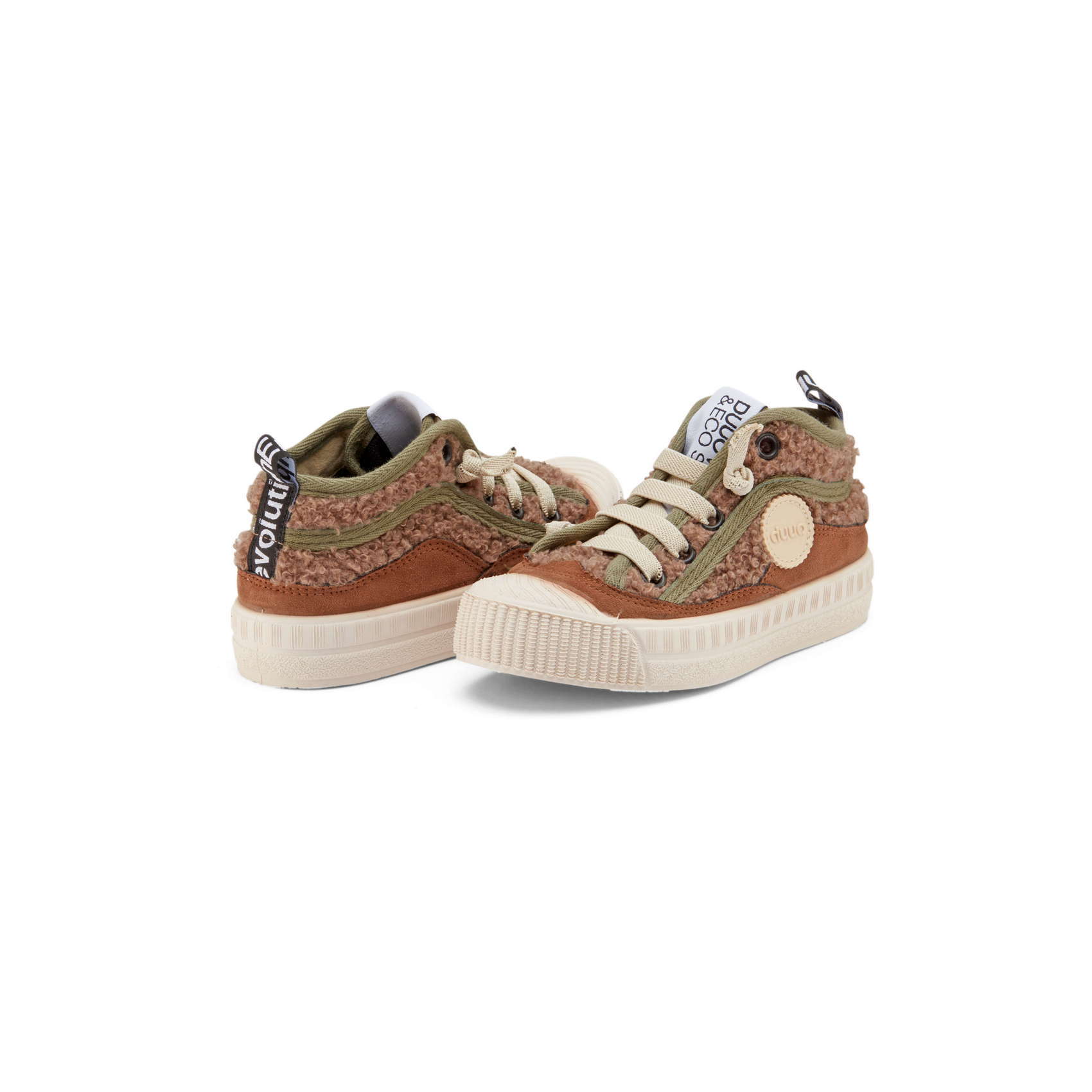 DUUO MINI COL COVER brown children's high-top vegan sneakers