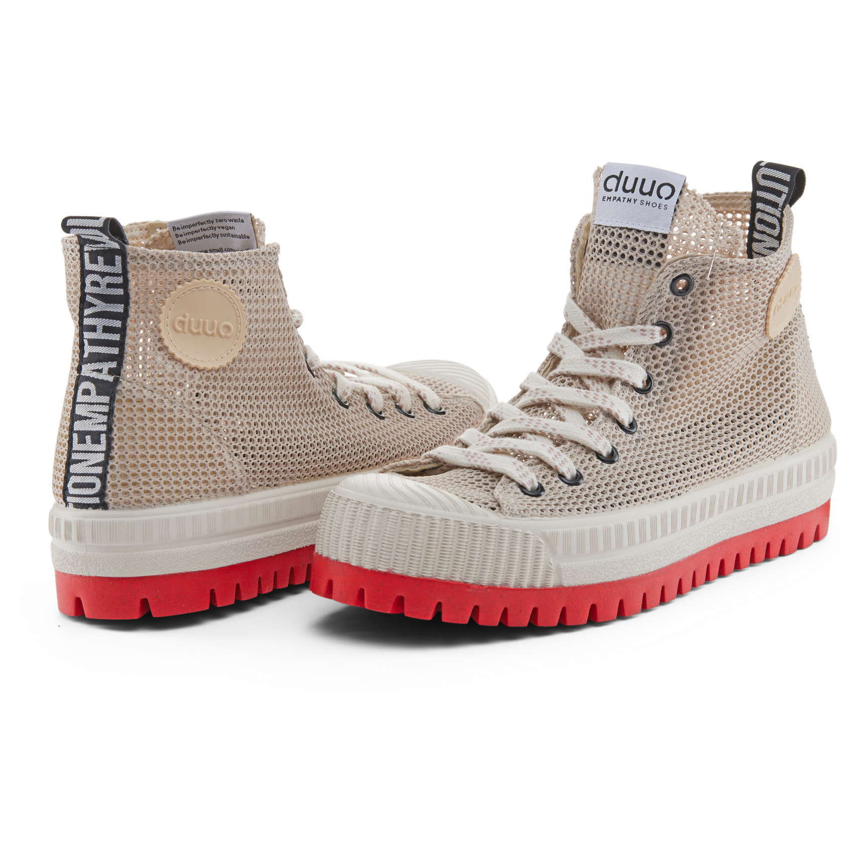 DUUO COL PLUS NET beige mesh high sneakers