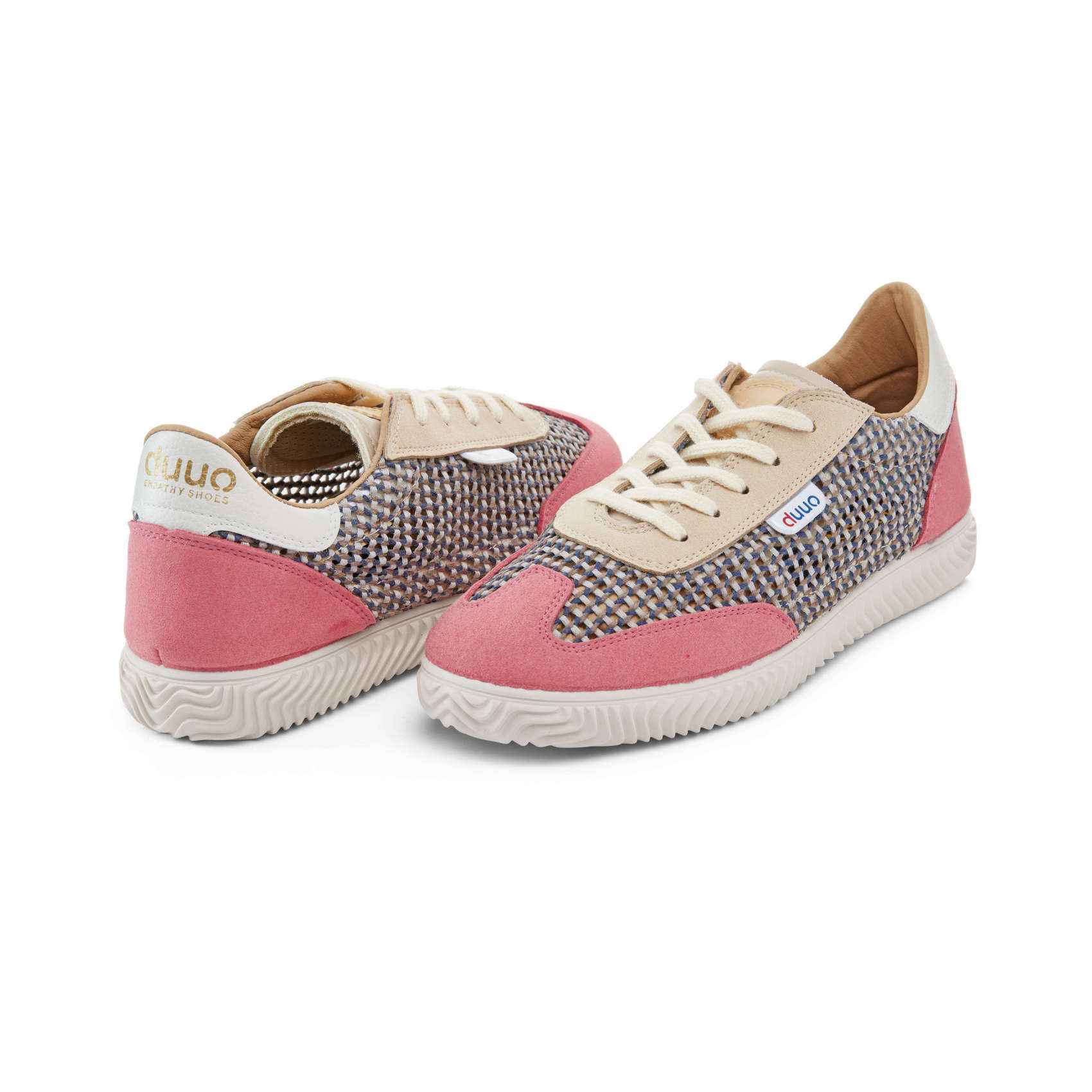 DUUO ONA BRAIDED LACE brown and pink mesh flat sneaker