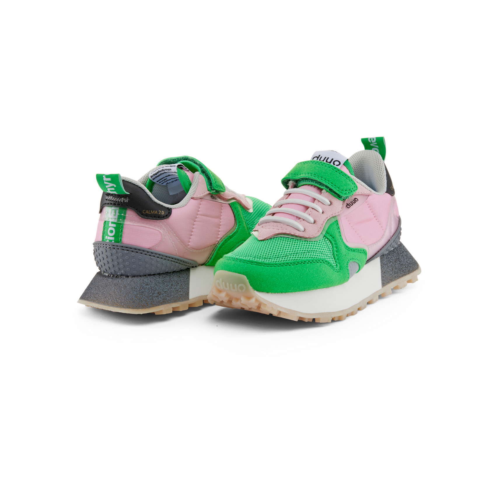 Children's vegan sneakers with velcro DUUO CALMA 2.0 MINI KID green and pink