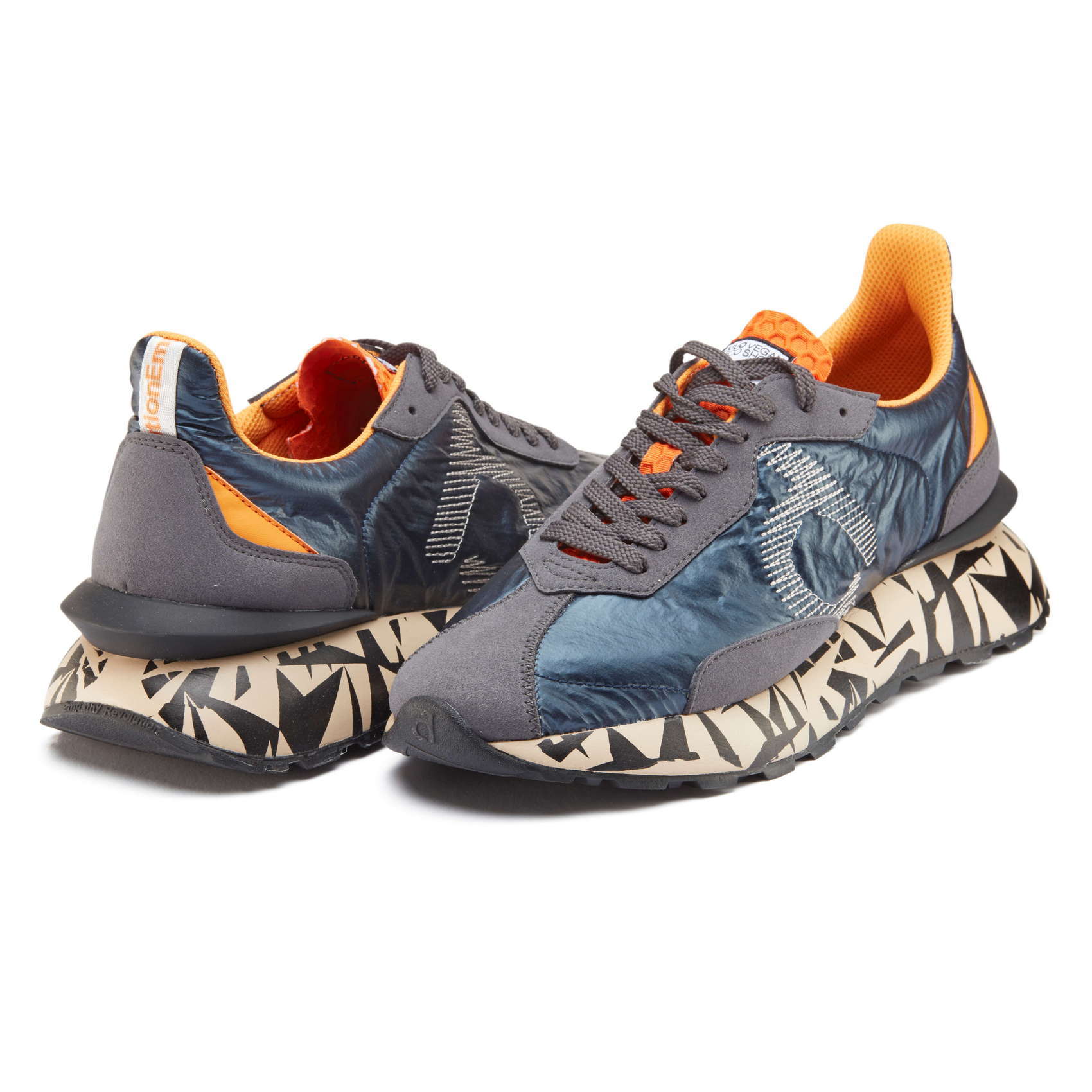 Zapatillas urbanas DUUO SENSEI MOON azul marino con detalles naranja