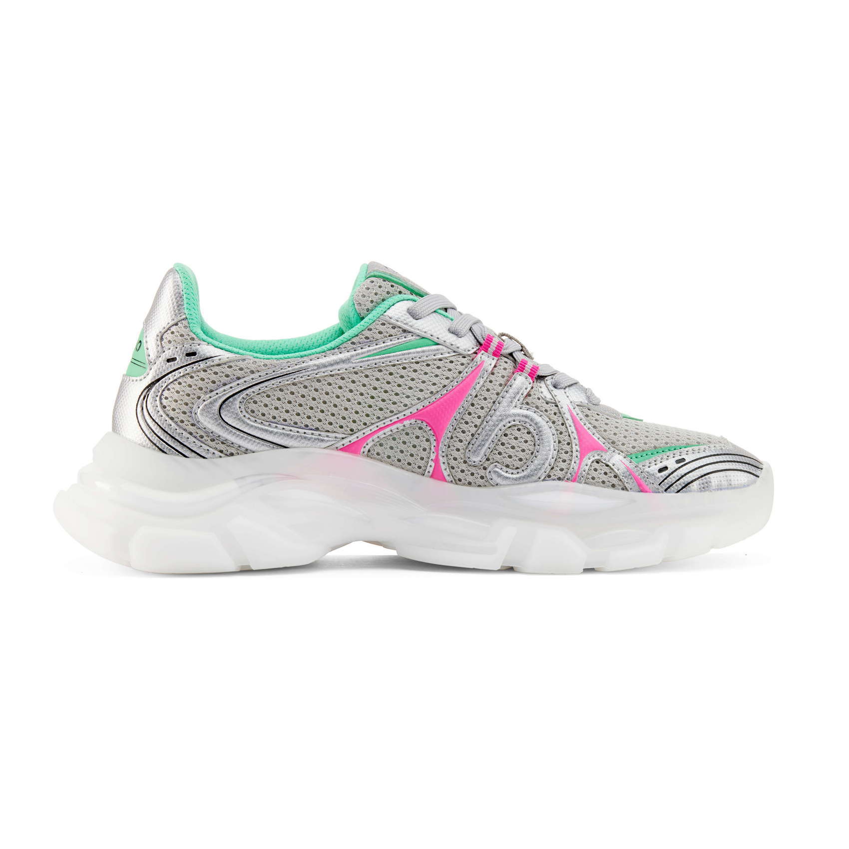 DUUO FORREST gray sneakers with pink and green details