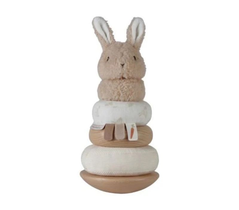 Torre apilable tambaleante Baby Bunny · madera y tela Little Dutch