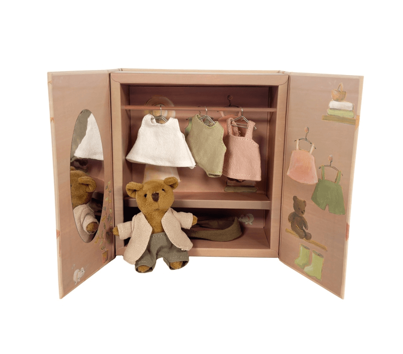 Armario con osito y ropa Juego simbólico encantador