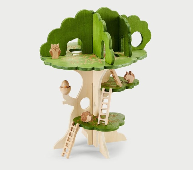 Casita del árbol de madera FSC con animalitos (3 niveles)