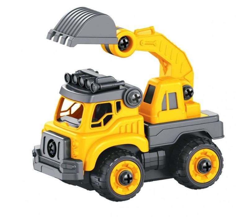 Eucomir 4 En 1 Vehículos De Construcción Excavadora Con Destornillador, Set De Montaje DIY Para Niños De 3 Años, Camión Desmontable De Ingeniería