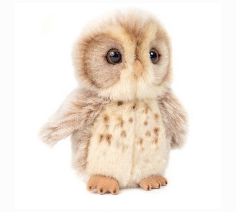 Búho de peluche Teddy Hermann marrón claro, 16 cm de altura