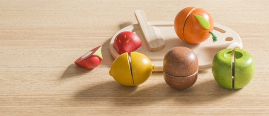 Juego De Frutas De Madera Para Niños - Pera Y Kiwi Con Cuchillo - Juguete De Rol Para Tienda O Cocina - Fabricado En Alemania