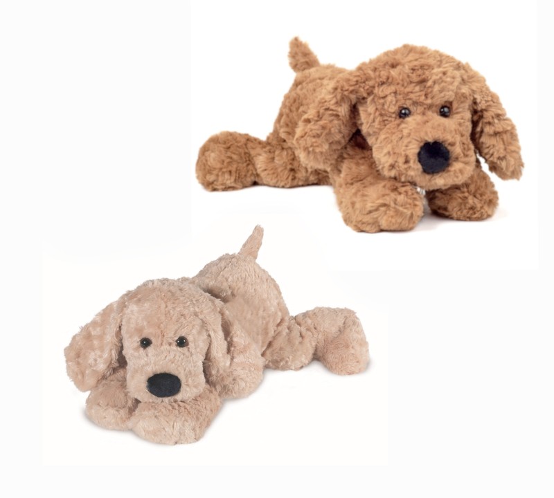 Peluche de perro marrón y beige 28 cm