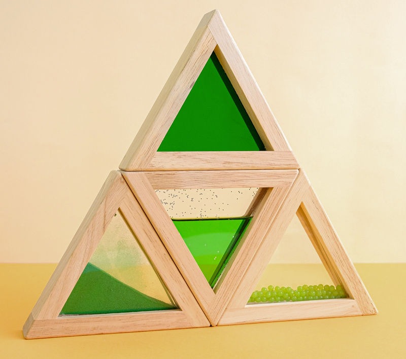 50 Bloques De Construcción De Madera Con Piedras Preciosas Acrílicas - Juguete Sensorial Arcoíris