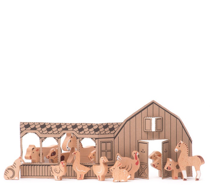 Set Animales Granja De Madera PlanToys – -Aprender Jugando