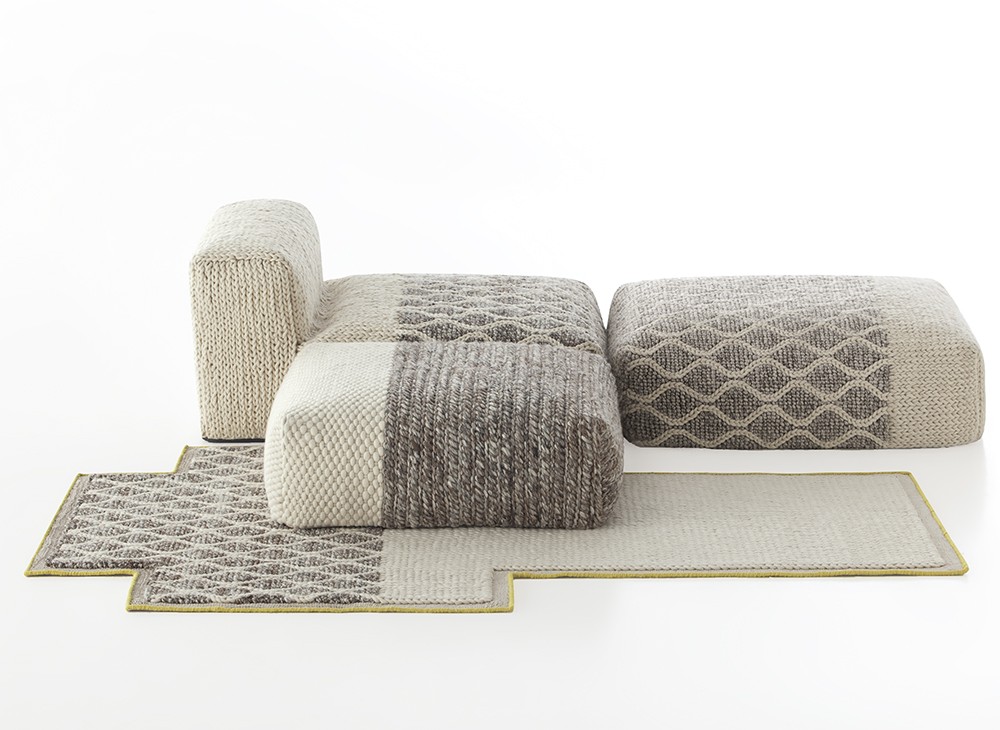 ラグ◆MANGAS マンガス◆Space Plait Square(2404A) GAN | Mangas Space Collection: Rhombus Ivory Rug