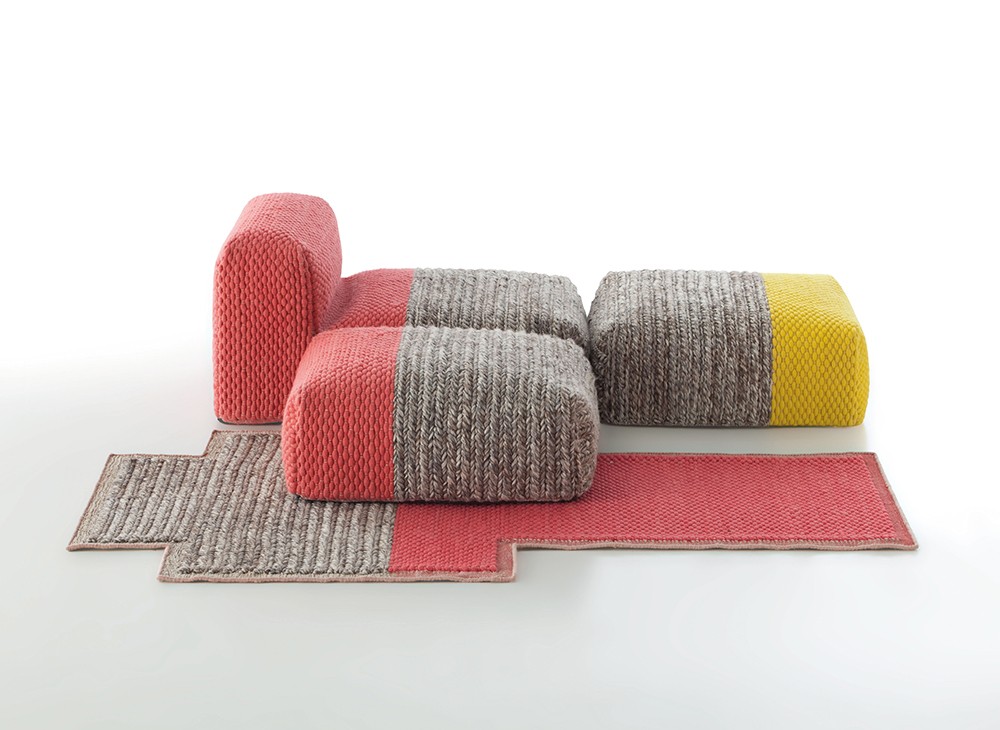 ラグ◆MANGAS マンガス◆Space Plait Square(2404A) GAN | Mangas Space Collection: Square Plait Ivory Rug