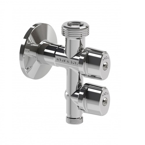 Llave doble escuadra grifo lavadora 1/2 x 3/4 x 3/8