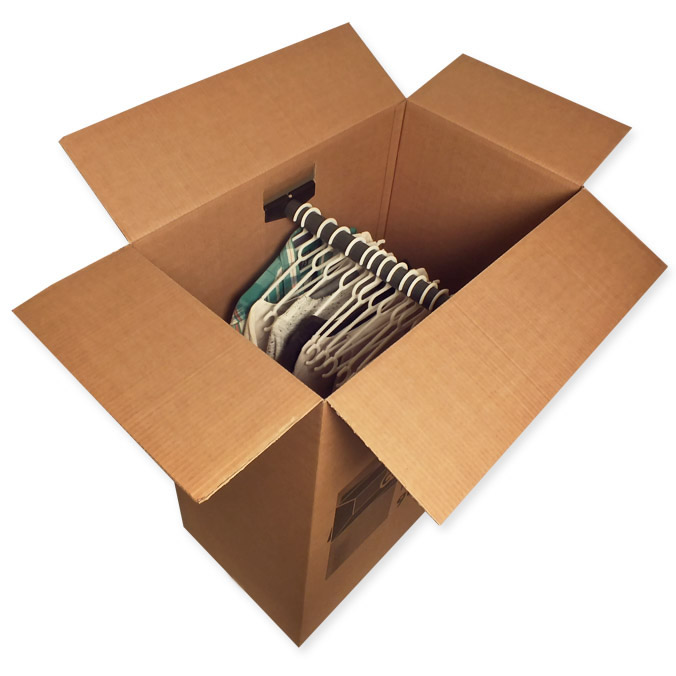 Caja de cartón 750 x 450 x 1000 mm. Tipo armario para ropa
