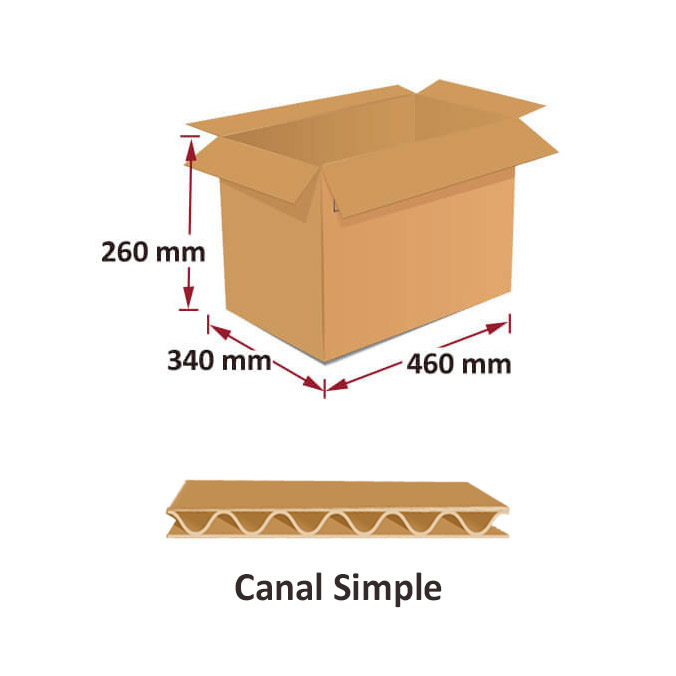 Cajas de cartón 460 x 340 x 260 mm. Fondo y tapa 