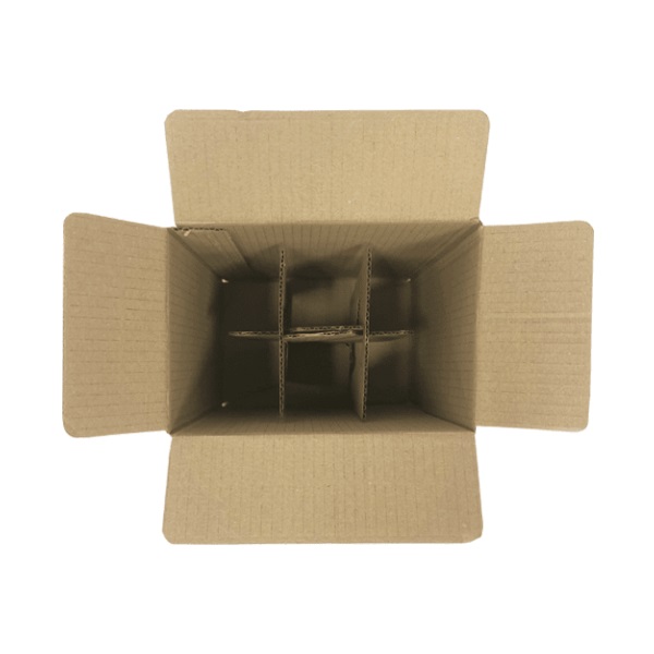 Caja de cartón 198 x 134 x 288 mm. Para 6 botellas de cerveza