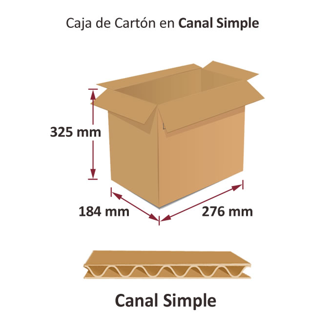 Caja de cartón 276 x 184 x 325 mm. Para 6 botellas 