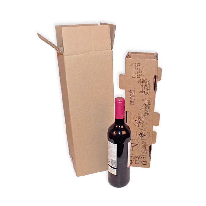 Pack 50 Cajas para envío 1 botella con estructura protectora