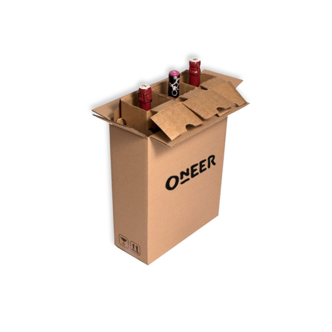 Muestras de caja para 3 botellas con estructuras protectoras