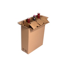 Caja de cartón para envío 3 botellas con separadores