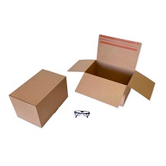 Caja Ecommerce doble envío 400 x 260 x 250 mm. Dos cierres adhesivos + apertura por tira de rasgado