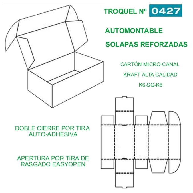 Caja Ecommerce doble envío 500 x 300 x 100 mm. Doble cierre adhesivo + apertura por tira de rasgado