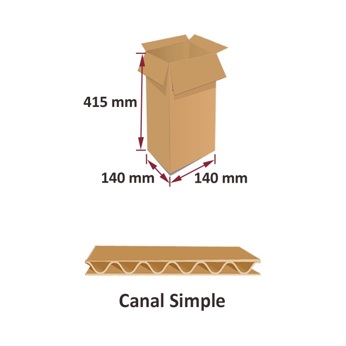 Pack 50 cajas de cartón de 140 x 140 x 415 mm