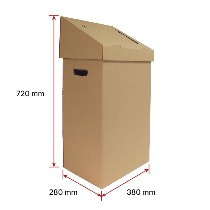 Pack de 50 Papeleras de cartón  380 x 280 x 720 mm