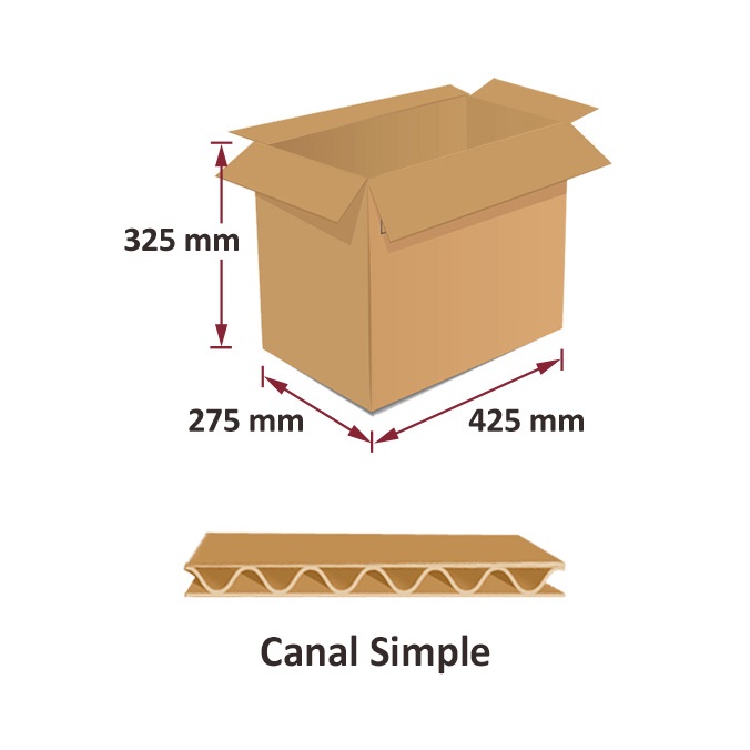 Pack 55 cajas de cartón de 425 x 275 x 325 mm