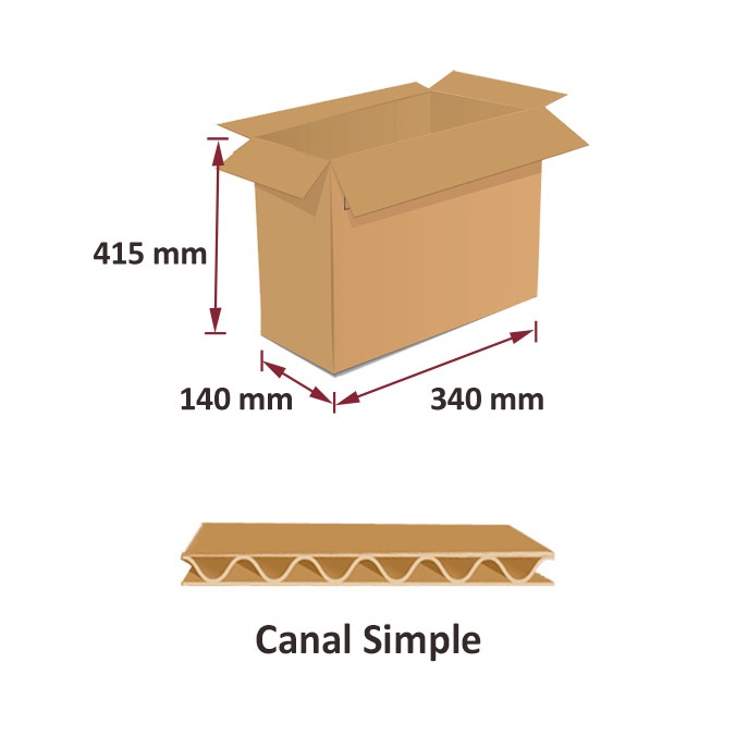 Pack 60 cajas de cartón de 340 x 140 x 415 mm