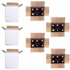 Pack de 60 Cajas de cartón para 6 botellas blanca