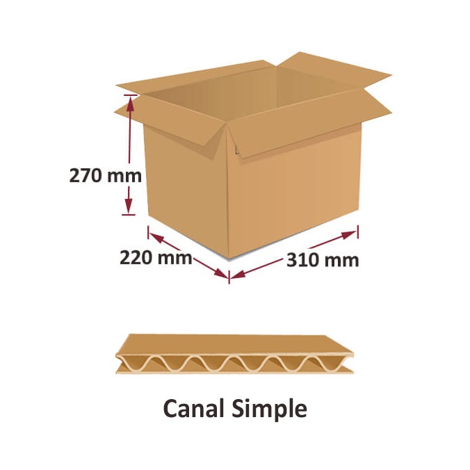 Pack 75 cajas de cartón de 310 x 220 x 270 mm