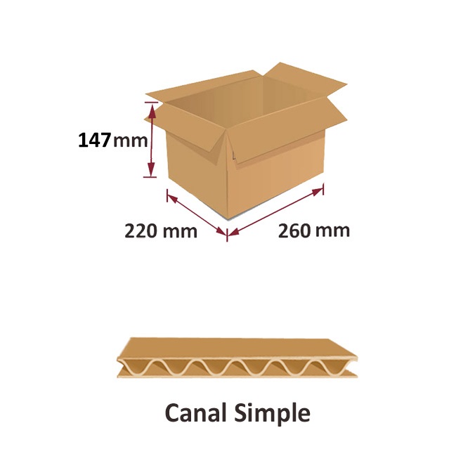 Pack 95 cajas de cartón de 260 x 220 x 147mm