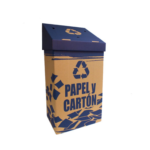 Papelera de cartón para reciclaje de papel y cartón