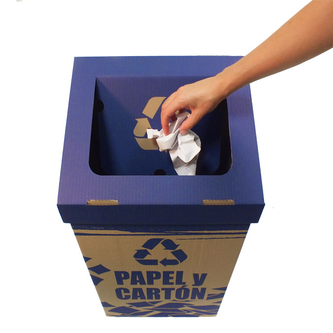 Papelera de cartón para reciclaje de papel y cartón