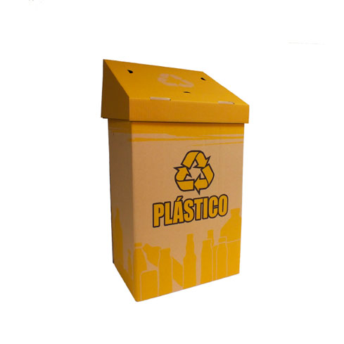 Papelera de cartón para reciclaje de plástico